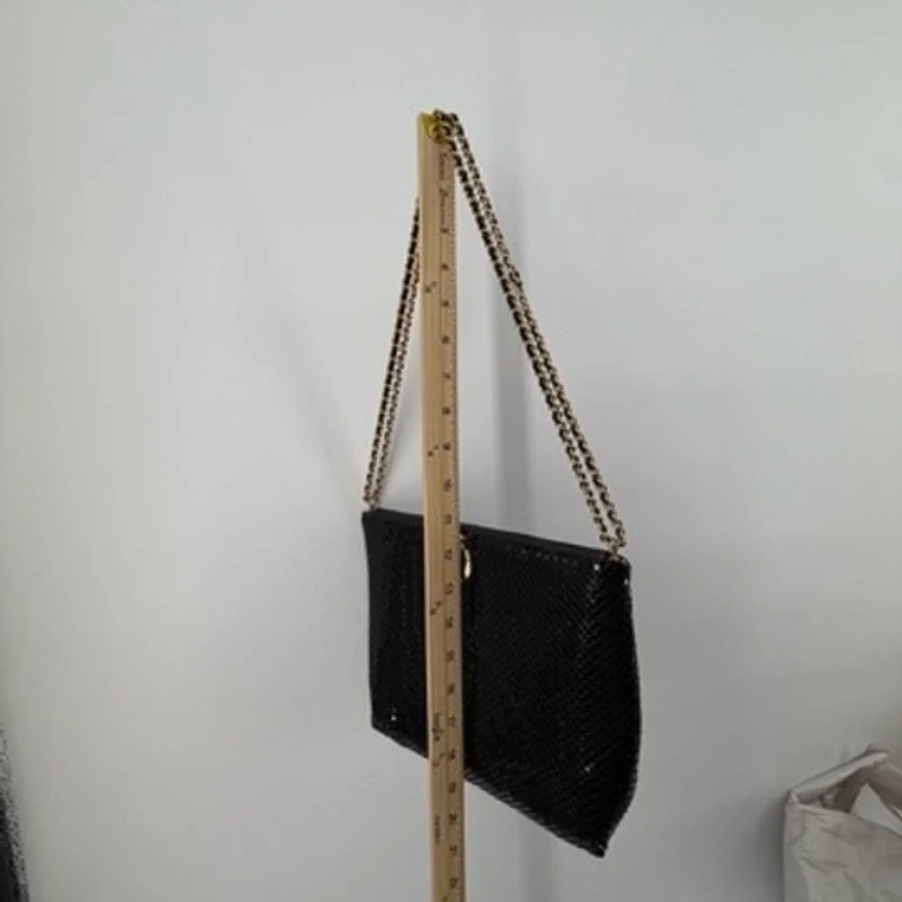 Whiting and‎ Davis Black Mesh Evening Shoulder Bag Gold Chain Clasp